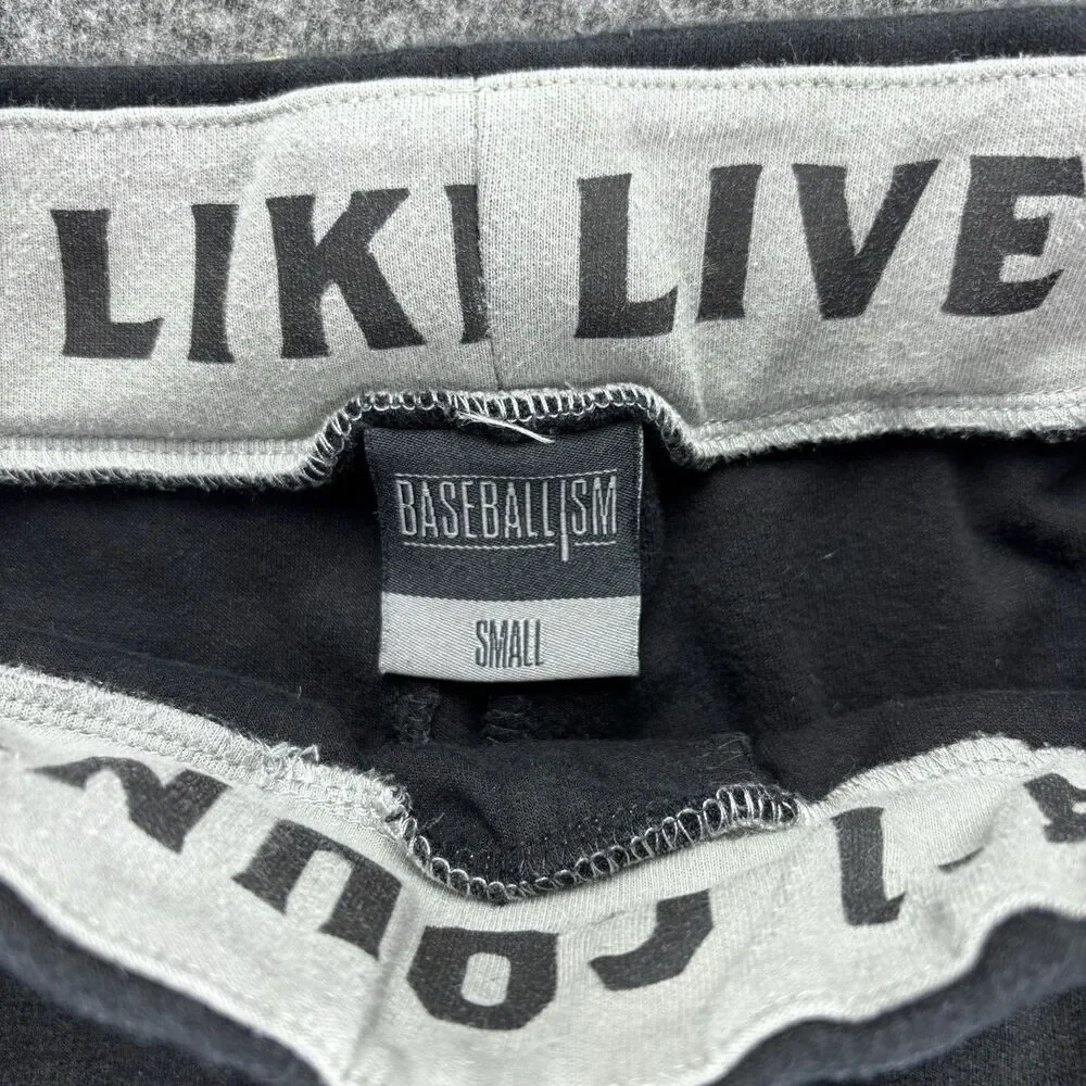 Baseballism Men’s Small Black Jogger Sweatpants Zip Pockets Athletic Lounge